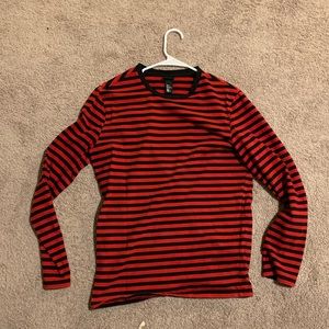 Red striped long sleeve tee